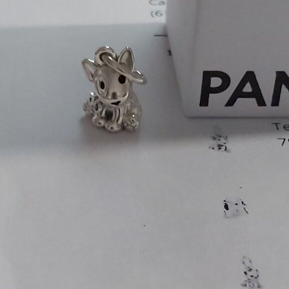 Authentic PANDORA Sterling Silver Bulldog Terrier Puppy Dangle 798010EN16 - Picture 4 of 9